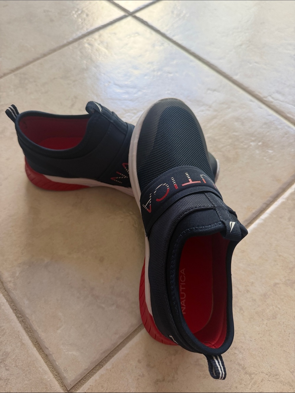 Nautica Kids Navy Slip-On Sneakers with Red Trim - Brand New without tag!